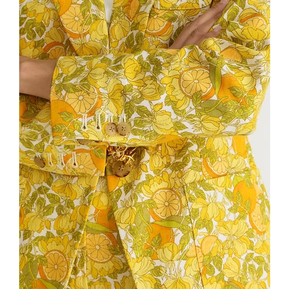8. J.Crew Helena linen blazer in limone print - Picture 2 of 11